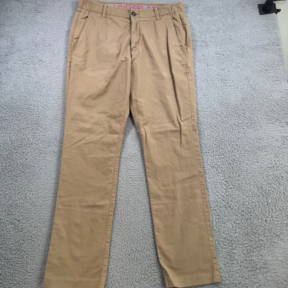 Under Armour Mens Khaki Chino Pants 34x31 Tan Straight Leg Stretch‎ Casual Work